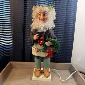 Vintage Telco Motion-ette Animated Christmas Elf Workshop Figure Wreath 1990s